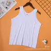 Camiseta sin mangas de algodón para mujer con hombros estrechos y estampado blanco puro para mujeres mayores y ropa interior holgada para mujeres mayores