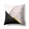 Funda de almohada de poliéster marmoleado estilo ins nórdico estampado geométrico terciopelo piel de melocotón funda de almohada para sofá de sala de estar QTH03