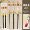 Conjunto de pincéis de pena com franja de cabeça chata para pintura transfronteiriça, cerdas de nylon, para aquarela e pintura a óleo, aplicação espessa, distribuição uniforme da cor, disponível em tamanhos grande, médio e pequeno