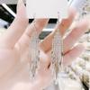 Brincos Longos de Franja de Cristal Geométrico Nova Moda Elegante High-end Full Diamond Light Luxury Brincos de Celebridade da Internet Moda Elegante