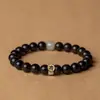 Pulseira de jacarandá com folha pequena signo do zodíaco nascimento buda prato jogando contas de buda wenwan feminina jade hetian pulseira masculina presente de aniversário