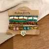 Pulsera Set de Colgantes Redondos Corazón de Piedra Resina Cuentas de Madera Estilo Étnico Vintage con Diseño Único