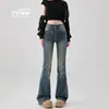 Jeans Bootcut de Chica Atractiva para Mujer Verano Retro Americano 2025 Nuevos Ajustados Elásticos Ceñidos Acampanados Pantalones de Herradura