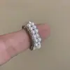Anillo de racimo de uvas de perlas exagerado estilo francés para mujer, Anillo de moda retro de personalidad de lujo de alta gama para mujer