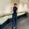 Camiseta Blanca de Encaje con Mangas Cortas, Dulce y Picante, para Mujer, Nuevo Estilo Verano 2026, Corte Ajustado, Corta, Sexy y Única