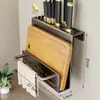 Estante de Almacenamiento de Cocina Montado en la Pared Sin Taladro Soporte para Cuchillos de Acero Inoxidable Estante de Almacenamiento de Condimentos de Múltiples Capas
