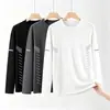 [Destacado] Camiseta Fina de Manga Larga de Otoño para Hombre, Elástica, de Secado Rápido, Corte Holgado, Trendy Casual Cuello Redondo Camiseta Básica