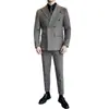 Elegante traje de lana para hombre, atuendo de boda para el novio, traje cruzado, abrigo de lana grueso para otoño e invierno