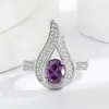Color de Deseo Transfronterizo Tesoro Morado Diamante Set de Gota de Agua de Alta Gama Juego de Joyería de Collar Pendientes Anillo de Circonita Europea y Americana