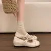 Sapatos Mary Jane Populares Estilo Ballet Francês para Mulheres, Novo Modelo Outono 2026, Aumentam a Altura para Mulheres Baixas, Combinados com Saias, Sapatos Pequenos de Couro