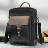 Bolso de hombro para hombre de lona con cuero de caballo loco multifuncional para teléfono móvil resistente a los arañazos para exteriores bolso mensajero para hombre moda al por mayor