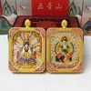 Estilo Xizang Montaña Wutai Dragón Cinco Señores Ocho Grandes Dioses Guardianes Thangka 3D de Doble Cara Thangka Galvanizado Conservador de Color Colgante Buda Portátil