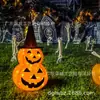 2025 Cruzamento Fronteiriço Chapéu Listrado Halloween Brilhante Decoração de Ferro Abóbora Halloween Brilho Externo Pátio Interno