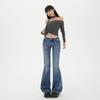 Yc & Pantalones Acampanados Sexy de Tiro Bajo Retro Americano Look Adelgazante Otoño e Invierno Jeans Elásticos Versátiles para Mujer Nuevo Estilo