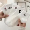 Meias de Verão Femininas Finas Meias de Cano Baixo Femininas Masculinas Meias Cor Sólida Preto e Branco Meias de Poliéster Algodão Respiráveis Absorventes de Suor Invisíveis Meias Descartáveis