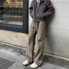 Pantalones de Trabajo Rectos Marrones Estilo Retro Americano para Hombre Jeans de Pierna Ancha Sueltos Marrón Maillard Pantalones Largos Casuales ins