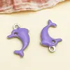 Colgante de delfín de esmalte de doble cara de acero inoxidable para pendientes, pulseras, llaveros y joyería hechos a mano para DIY