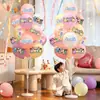 Decoración de mesa para escena de cumpleaños con globos de macarrón y pilares, accesorios para fotos de ambiente de fiesta de primer cumpleaños de bebé