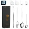 Juego de Cuchillo, Tenedor y Cuchara Portuguesa de Acero Inoxidable, Set de 16 Piezas, 20 Piezas, 24 Piezas para Hotel, Restaurante, Cuchillo para Filete, Tenedor, Cuchara de Postre, Tenedor de Fruta