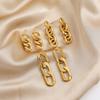Pendientes Largos de Cadena de Oro de 18K, Pendientes Largos de Cadena Cubana, Pendientes Elegantes y de Alta Gama, Joyería para Orejas Transfronteriza Europea y Americana