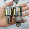 Faro delantero de motocicleta H4 de tres pines blanco y amarillo para vehículo eléctrico, foco integrado de luz alta y baja, bombilla bicolor BA20D