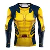 Aliexpress Ebay Amazon Nuevos Mallas de Secado Rápido para Hombre Camiseta Deportiva de Manga Larga Estampado de Spider-Man