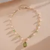 Collar con Borla de Cristal Perlado Estilo Europeo y Americano Forma de Gota de Agua, Cadena Dulce y Fresca para Clavícula, Collar de Lujo Ligero de Alta Gama para Mujeres