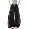 Pantalones deportivos OREETA de alta calle americanos con estampado desgastado, dobladillo curvo, para hombre y mujer, diseño holgado de pierna ancha, pantalones de baile jazz