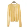 Cardigan de Tricô Escovado com Mistura de Lã de Ovelha e Cashmere, Novo Estilo Outono Inicial, para Mulheres, Gola Redonda, Camada, Top Estilo Preguiçoso