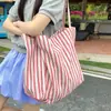 Bolso de lona a rayas estilo Ins para mujer, gran capacidad, bolso de hombro tipo tote casual versátil estilo coreano para el día a día y para ir al trabajo