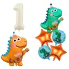 Nuevo Sombrero de Cumpleaños Mate Set de Globos de Aluminio de Dibujos Animados de Guitarra Dinosaurio Número Decoración de Fiesta de Cumpleaños Arreglo de Globos