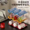 Portavasos de escritorio, organizador de tazas, estante de almacenamiento, mostrador de bar, taza para café y té, color contrastante, diseño ondulado, organizador multicapa