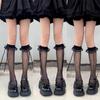 Calcetines hasta la rodilla de seda negra para habitación, calcetines finos de encaje de verano para mujer, delgados, sexys, calcetines de pantorrilla jk largos