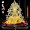 Nuevo Adorno de Coche con Vidrio para Consola Central Guanyin Interior del Coche Escritorio Frontal Perfume Bodhisattva Guanyin de Doble Cara Decoración de Instalación Segura