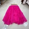 Saia de Organza Australiana Transfronteiriça Europeia e Americana com Flores Tridimensionais e Design de Saia Tutu com Bainha Larga Elegante Saia