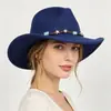 Nuevo Sombrero de Vaquero Occidental Comercio Exterior Transfronterizo Sombrero de Fieltro Estilo Étnico Unisex Estilo Tibetano Ala Curvada Accesorios de Joya Estrella