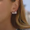 Brincos femininos estilo europeu e americano Wanxing aço inoxidável banhado a ouro 18k zircônia conjunto de brincos de luxo leve de alta qualidade atacado transfronteiriço