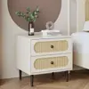 Mesita de noche de madera maciza, mueble pequeño de ratán moderno minimalista nórdico vintage, armario de almacenamiento para dormitorio de casa de huéspedes