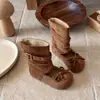 Botines para niños, nuevo estilo otoño e invierno, botines de cuero con lazo, suela suave, estilo retro con tacón apilado, zapatos de princesa para niñas, botines antideslizantes para niños