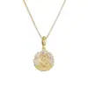 Colar Pingente Redondo com Zircônia Banhado a Ouro 18K Cobre Retro de Nicho Novo Produto Transfronteiriço Aogu para Mulheres, Acessório de Pescoço Personalizado de Luxo Leve