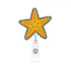 Porta-insignias de acrílico con purpurina, temática oceánica, de venta caliente transfronteriza, fácil de jalar, porta-identificación divertido, decoración de etiqueta de nombre retráctil