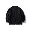 Suéter cárdigan de estilo coreano simple y relajado para hombre, cuello en V, otoño e invierno, casual, color liso, suéter de punto holgado, chaqueta para hombre