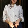Camisa Transfronteriza Europea y Americana Nueva para Mujer de Manga Larga con Estampado de Oreja de Madera Top para Mujer para Comercio Exterior