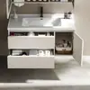 Gabinete de Banheiro de Alumínio Colmeia com Gaveta Dupla e Painel de Porta em Aço Inoxidável, Gabinete Principal com Luz de Sensor, Gabinete com Espelho, Meijia Banheiro L1120