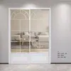 Porta de Correr Estilo Francês Retrô Liga de Titânio-Magnésio Divisória de Noz Paineis Suspensos Porta Cozinha Varanda Sala de Estar Porta de Correr de Três Folhas