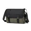 Filme de Couro Bolsa de Ombro Único Transversal Grande Capacidade Estilosa Cor Blocada Nova Mochila Casual Masculina Grande Capacidade à Prova d'Água