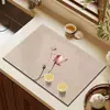 Estilo Nacional Novo Estilo Chinês Tapete Drenante para Bancada de Cozinha Tapete de Absorção de Água de Lama Diatomácea Secagem Rápida Tapete para Xícara de Chá Isolamento Térmico Tapete de Mesa Porta-Copo