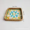 Bandeja de Almacenamiento Cuadrada de Concha de Ratán para Uso Doméstico en la Sala de Estar, Bandeja de Lujo Ligero para Snacks de Picnic con Frutos Secos y Uso en Restaurante