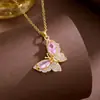 Colar Borboleta de Zircônia Colorida Design de Moda Hip-Hop Personalizado para Mulheres Moda Cool de Nicho Colar de Alta Qualidade para Mulheres