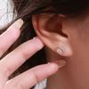 Aretes de amor de rosa AB asimétricos para mujer pequeños exquisitos joyería de plata pura S925 moda simple venta al por mayor